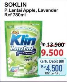 Promo Harga So Klin Pembersih Lantai Hijau Fruity Apple, Ungu Floral Lavender 780 ml - Alfamart