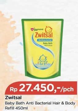 Promo Harga Zwitsal Natural Baby Bath 2 In 1 Antibacterial 450 ml - TIP TOP