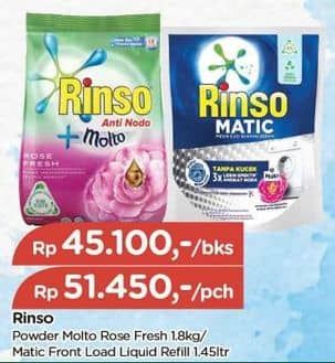 Promo Harga Rinso Detergent Matic Liquid Front Load 1450 ml - TIP TOP