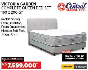Central Spring Bed Victoria Garden Complete Queen Bed Set 160x200 