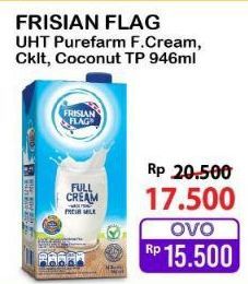Frisian Flag Susu UHT Purefarm Full Cream, Swiss Chocolate, Coconut Delight 946 ml