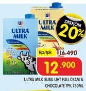 Ultra Milk Susu UHT Full Cream, Coklat 750 ml