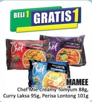 Promo Harga Mamee Chef Mie Creamy Tom Yum, Curry Laksa, Perisa Lontong 88 gr - Hari Hari