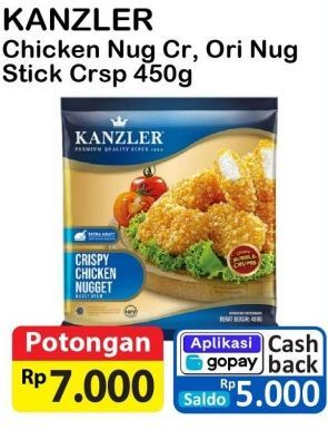 Kanzler Chicken Nugget Crispy, Original, Stick Crispy 450 gr