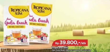 Promo Harga Tropicana Slim Sweetener Gula Buah 50 pcs - TIP TOP