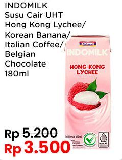 Indomilk Korean Series Seoul Banana, Italian Coffee Latte, Belgian Chocolate, Hong Kong Lychee 180 ml