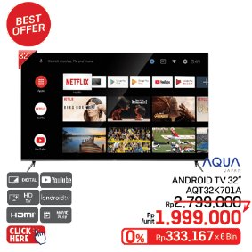 Aqua AQT32K701A | Android TV 32 Inci  
