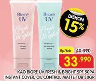 Biore UV Fresh & Bright Sunscreen SPF 50+ PA Instant Cover, Oil Control Matte 30 ml