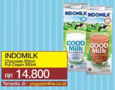 Indomilk Susu UHT Cokelat, Full Cream Plain 950 ml
