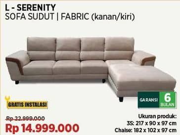 Promo Harga Courts L-Serenity Sofa Sudut | Fabric (Kanan/Kiri)  - COURTS