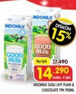 Indomilk Susu UHT Full Cream Plain, Cokelat 950 ml