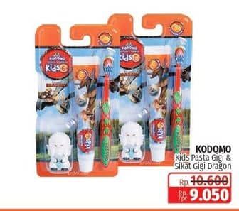 Promo Harga KODOMO Toothbrush & Toothpaste  2 in 1 Dragon 2 pcs - Lotte Grosir