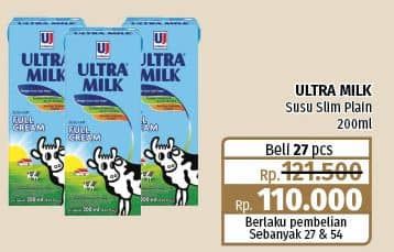 Promo Harga Ultra Milk Susu UHT Full Cream 200 ml - Lotte Grosir