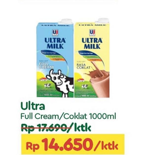 Ultra Milk Susu UHT Full Cream, Coklat 1000 ml