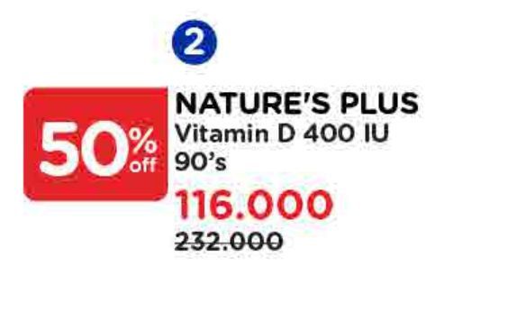 Natures Plus Vitamin D3 400 IU