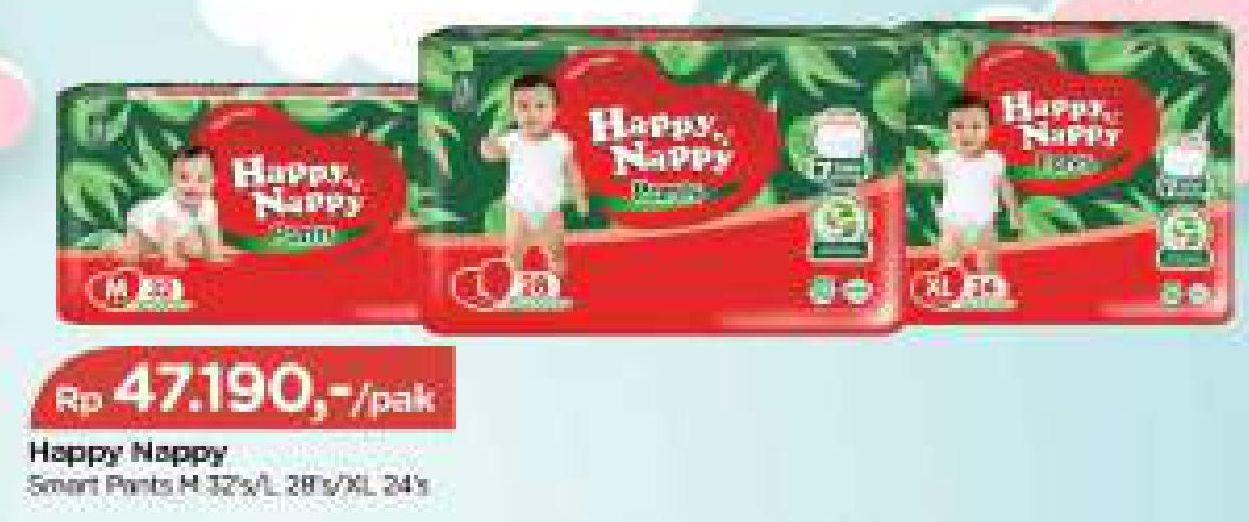 Happy Nappy Smart Pantz Diaper M32, L28, XL24 24 pcs