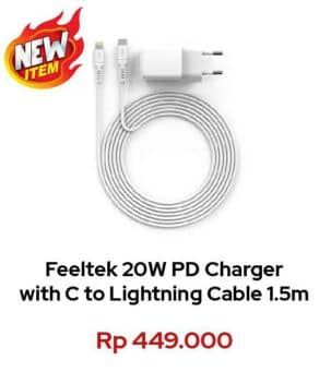 Promo Harga FEELTEK Charger 20W With C To Lightning Cable  - Erafone