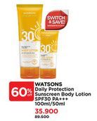 Watsons Daily Protection Sunscreen Body Lotion SPF30 PA