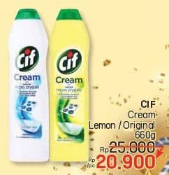 Promo Harga CIF Cream Pembersih Serbaguna Lemon, White 660 gr - LotteMart