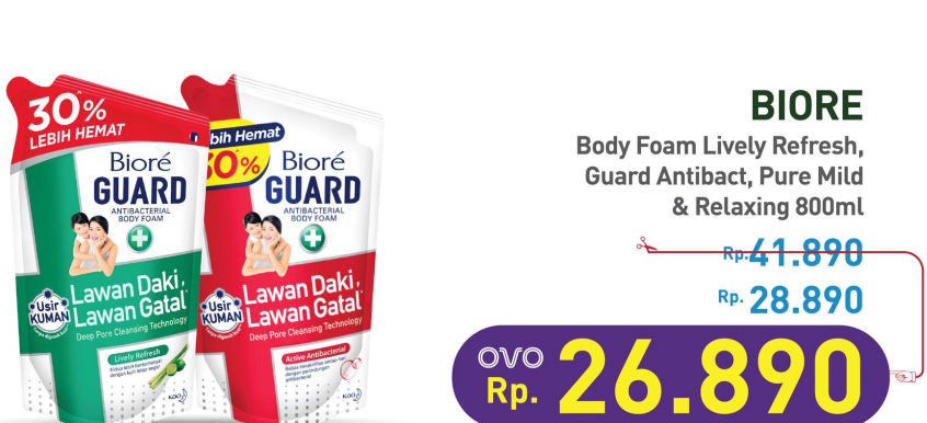 Biore Guard Body Foam Lively Refresh, Active Antibacterial 800 ml