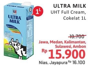 Harga Ultra Milk Susu UHT Full Cream, Coklat 1000 ml di Alfamidi