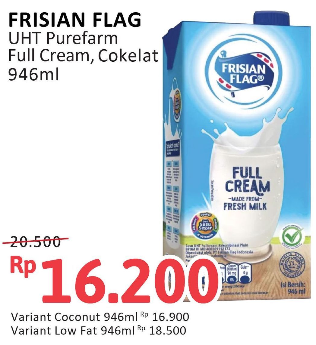 Frisian Flag Susu UHT Purefarm Full Cream, Swiss Chocolate 946 ml