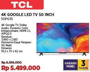 TCL P635 4K HDR Google TV 50P635 50 Inch 