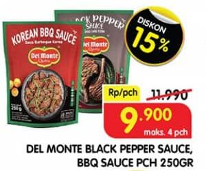 Promo Harga Del Monte Cooking Sauce Black Pepper, Barbeque 250 gr - Superindo