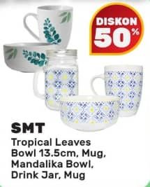 Promo Harga SMT Tropical Leaves Bowl 13,5cm, Mug, Mandalika Bowl, Drink Jar, Mug  - Yogya