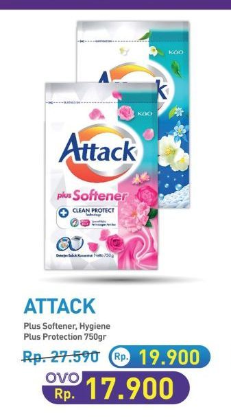 Attack Detergent Powder Plus Softener, Hygiene Plus Protection 800 gr