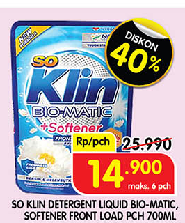 So Klin Biomatic Liquid Detergent Softener Front Load 700 ml