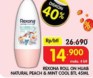 Rexona Deo Roll On Hijab Natural Peach & Mint cool 45 ml