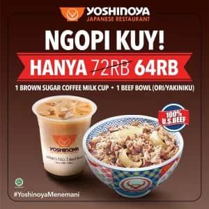 Promo Harga Yoshinoya Kopi Susu - Coffee Milk Cup + Beef Bowl  - Yoshinoya