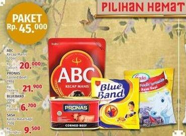 Promo Harga Paket Hemat ( ABC Kecap + Prona Corned Beef + Blue Band Margarine + Sasa Kaldu Sapi)  - LotteMart