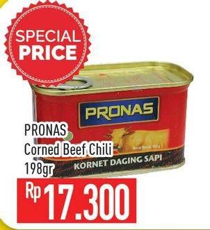 Promo Harga PRONAS Corned Beef Chili Flavour 198 gr - Hypermart