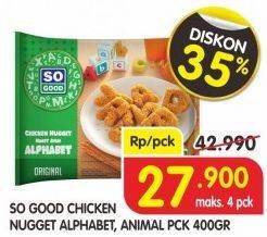 Promo Harga SO GOOD Chicken Nugget Alphabet/Animal 400 gr - Superindo