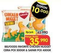 Promo Harga BELFOODS FAVORITE Chicken Nugget Ceria 500gr/Chicken Nugget Safari 450gr  - Superindo