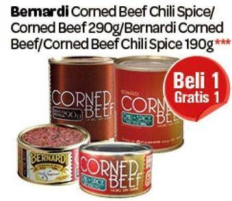 Promo Harga Bernardi Corned Beef Chili Spice/ Original : 290 / 190 gr  - Carrefour