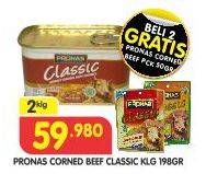 Promo Harga PRONAS Corned Beef Classic per 2 kaleng 198 gr - Superindo