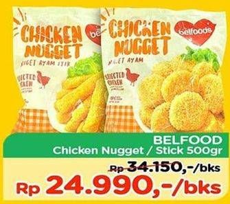 Promo Harga BELFOODS Nugget Chicken, Stick 500 gr - TIP TOP